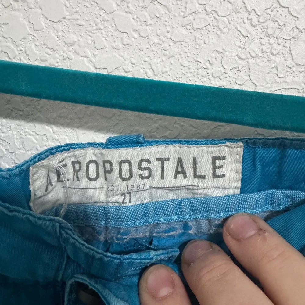 Vintage Aeropostale Teal Chino‎ Shorts Men Size 27 Flat Front Casual Summer